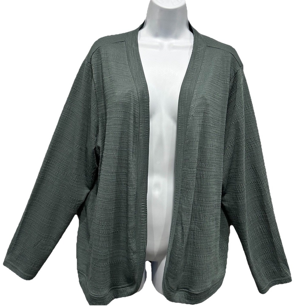 NWT MAURICES Open Cardigan Womens Size 1X Hunter Green Stretch Loose Long Sleeve
